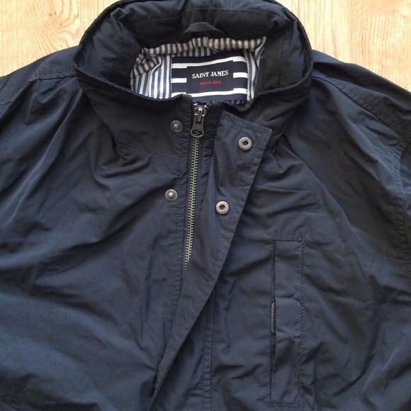 SAINT JAMES Classic Men's Black Water Resistant, Lined Sailing Jacket in Small - Picture 3 of 14